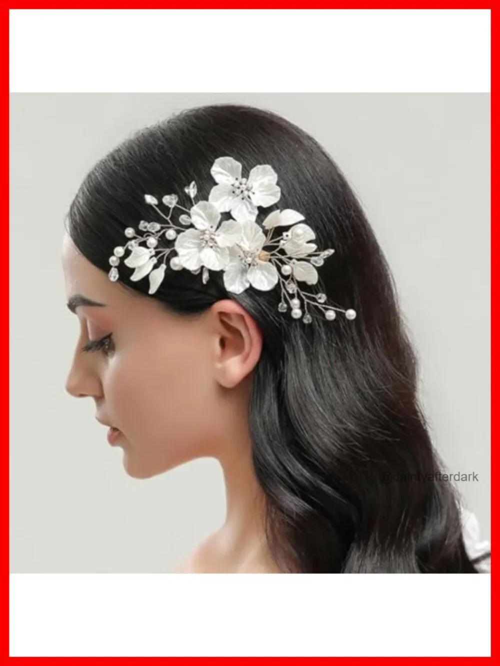 Floral Pearl Rhinestone Bridal Hair Clip with Duckbill Clip